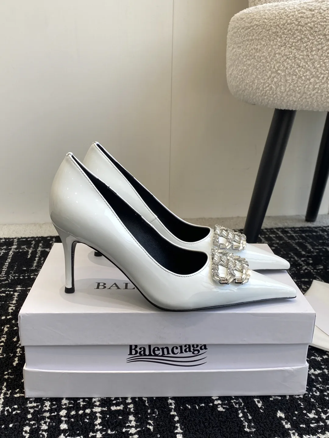 Balenciaga 25ss Pointed Toe Rhinestone Buckle High Heel Pumps image 1