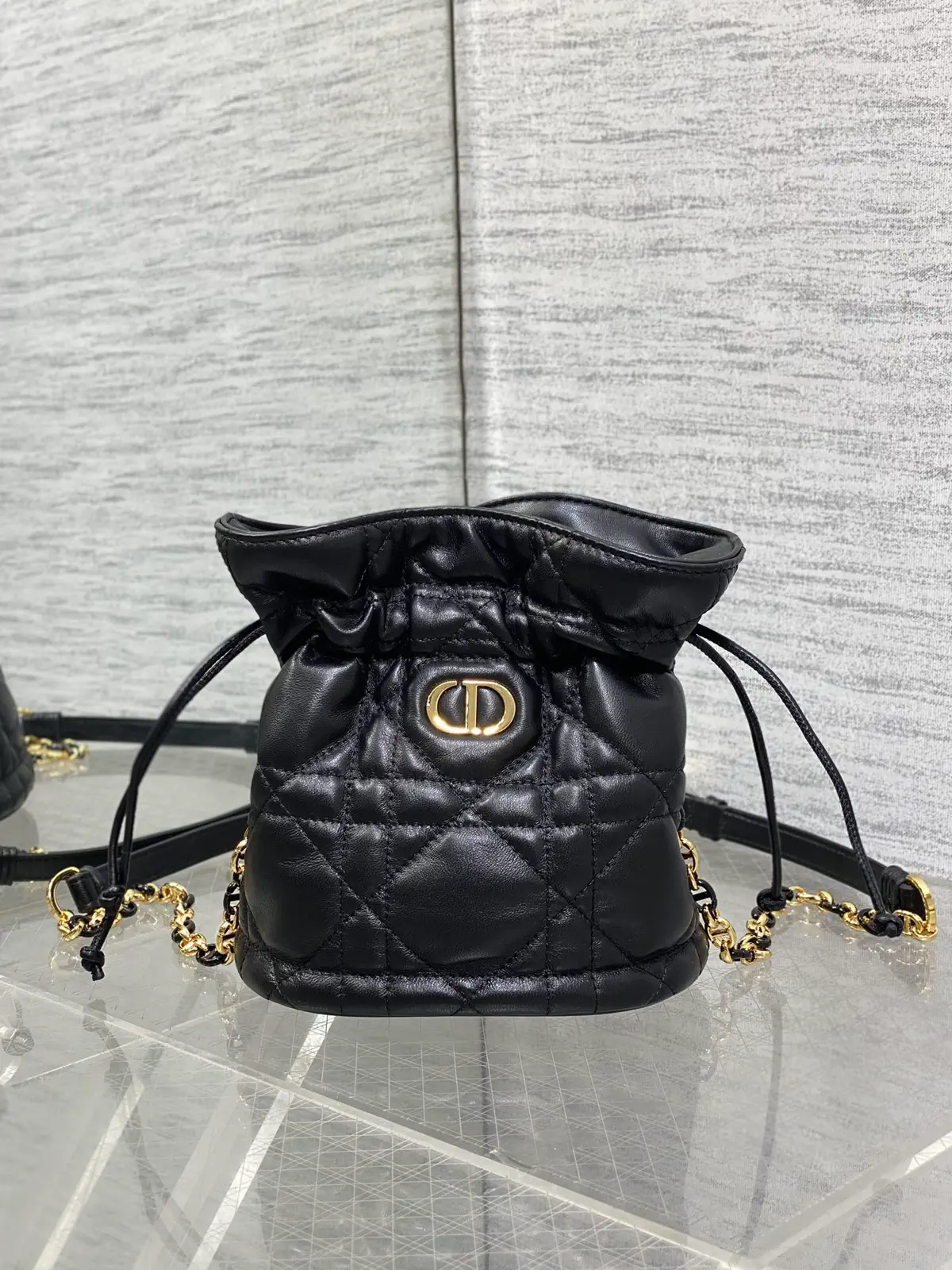 Dior Quilted Drawstring Bucket Bag image 1