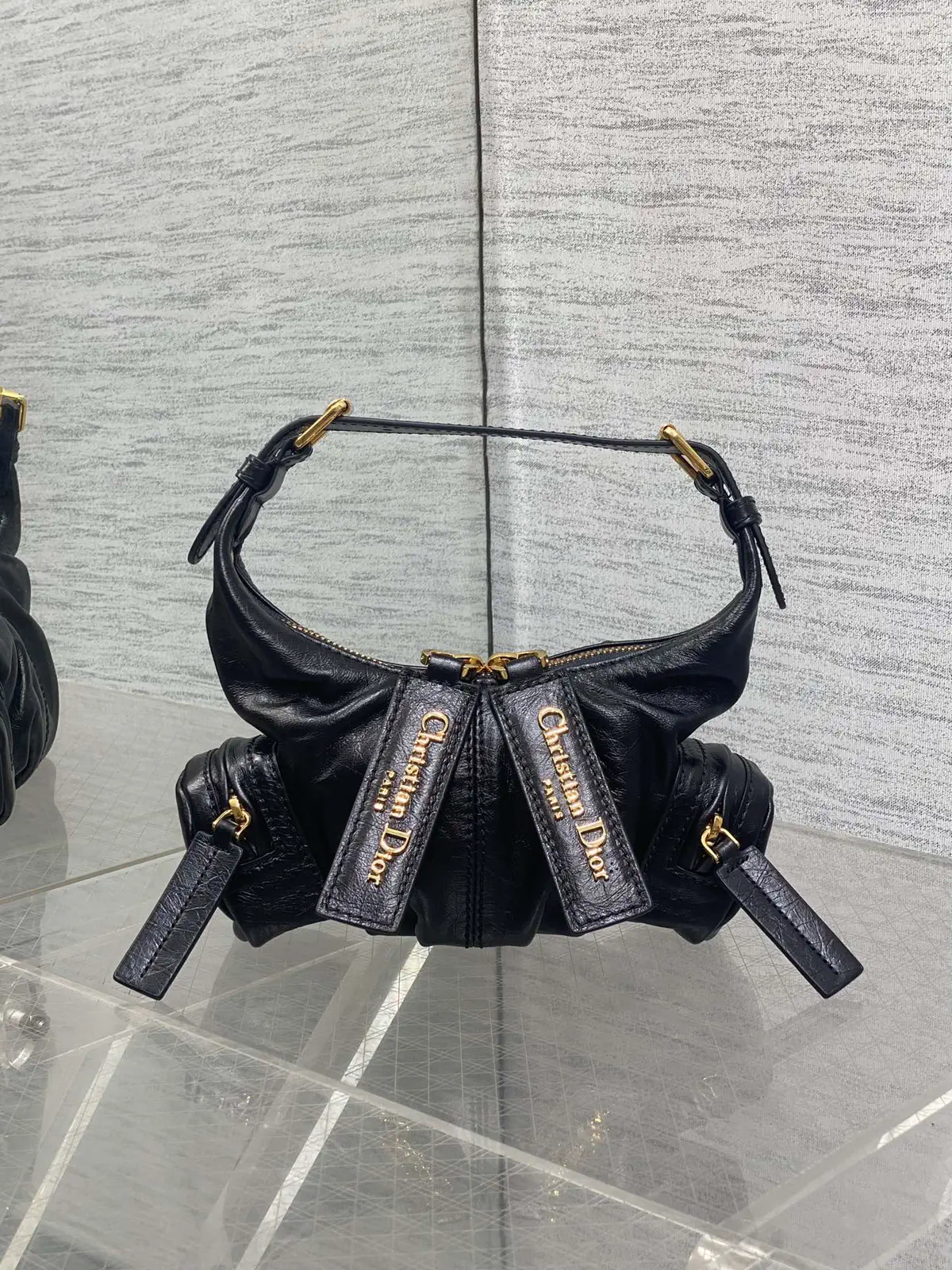 Dior Black Leather Top Handle Bag image 1
