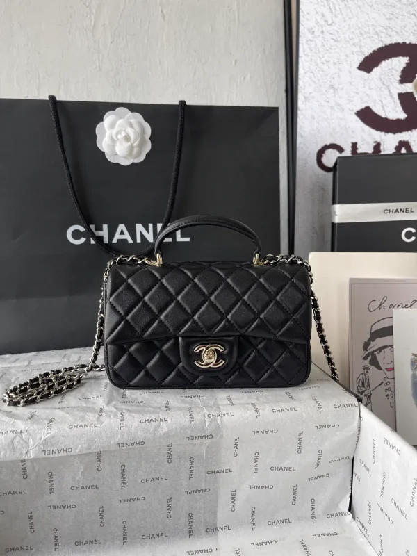 Chanel Black Quilted Top Handle Bag image 1