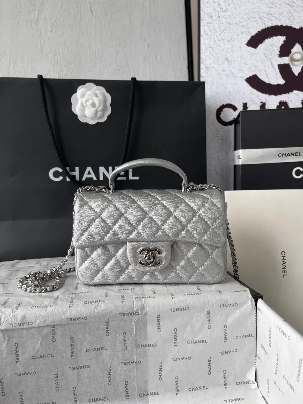 Chanel Quilted Top Handle Bag with Chain Strap image 1