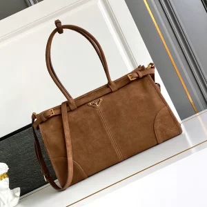 Prada Suede Top Handle Bag with Detachable Shoulder Strap image 1