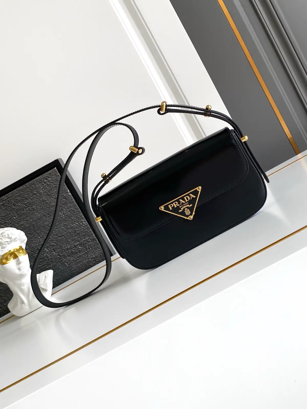Prada Black Patent Leather Shoulder Bag image 1