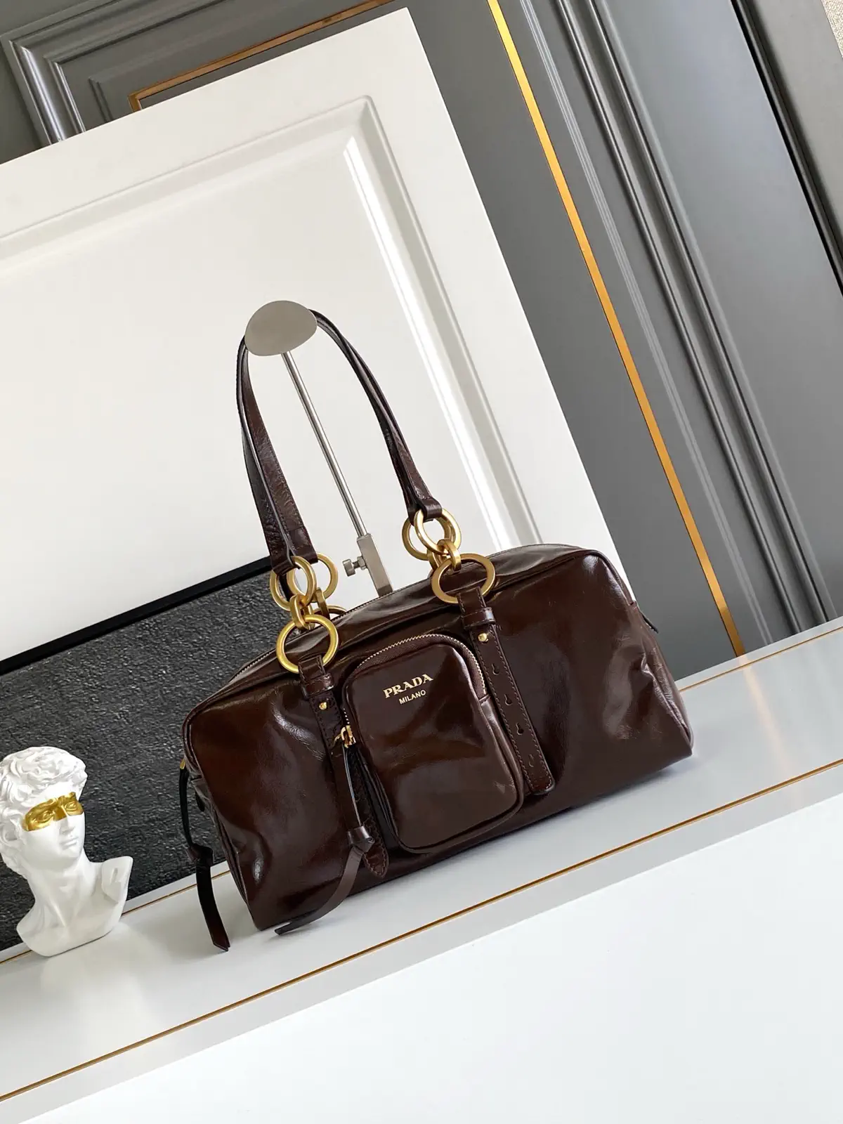 Prada Dark Brown Leather Shoulder Bag image 1