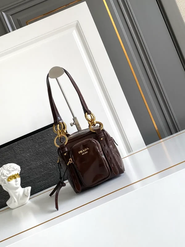 Prada Dark Brown Leather Top Handle Bag image 1