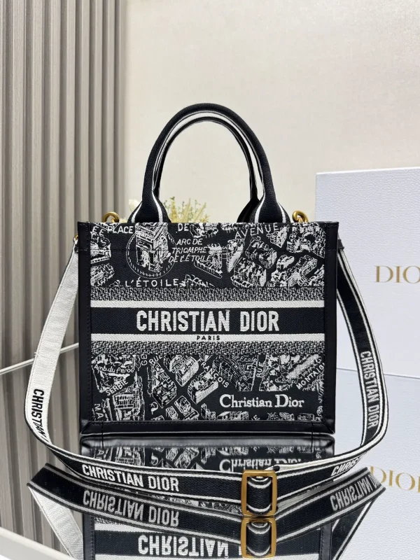 Dior Mini Book Tote Bag with Paris Map Embroidery and Shoulder Strap image 1