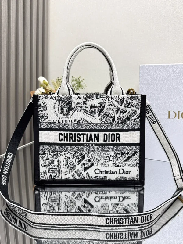 Dior Mini Book Tote Bag with Paris Map Embroidery and Shoulder Strap image 1