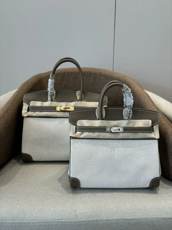 Hermès Canvas and Swift Leather Top Handle Bag image 1