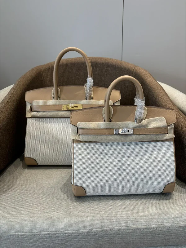 Hermès Canvas and Swift Leather Top Handle Bag image 1