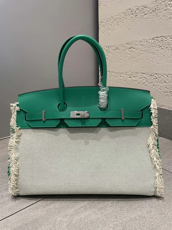 Hermès Fringed Canvas Top Handle Bag image 1