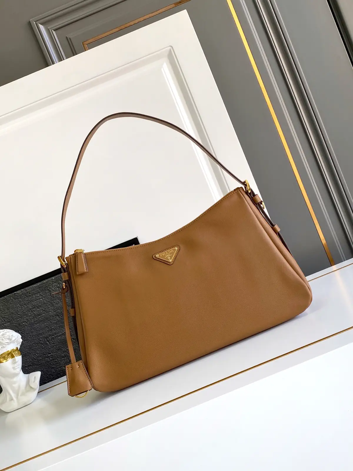Prada Leather Hobo Shoulder Bag image 1