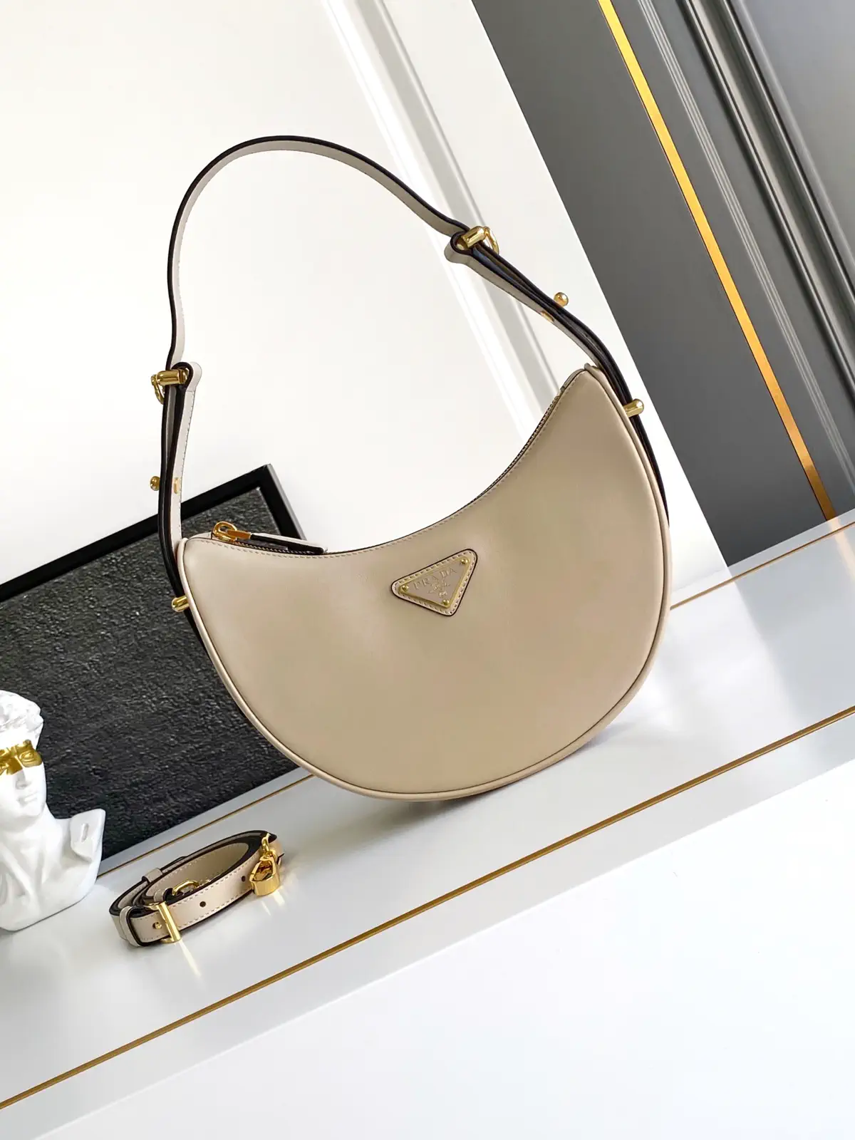 Prada Hobo Leather Shoulder Bag image 1