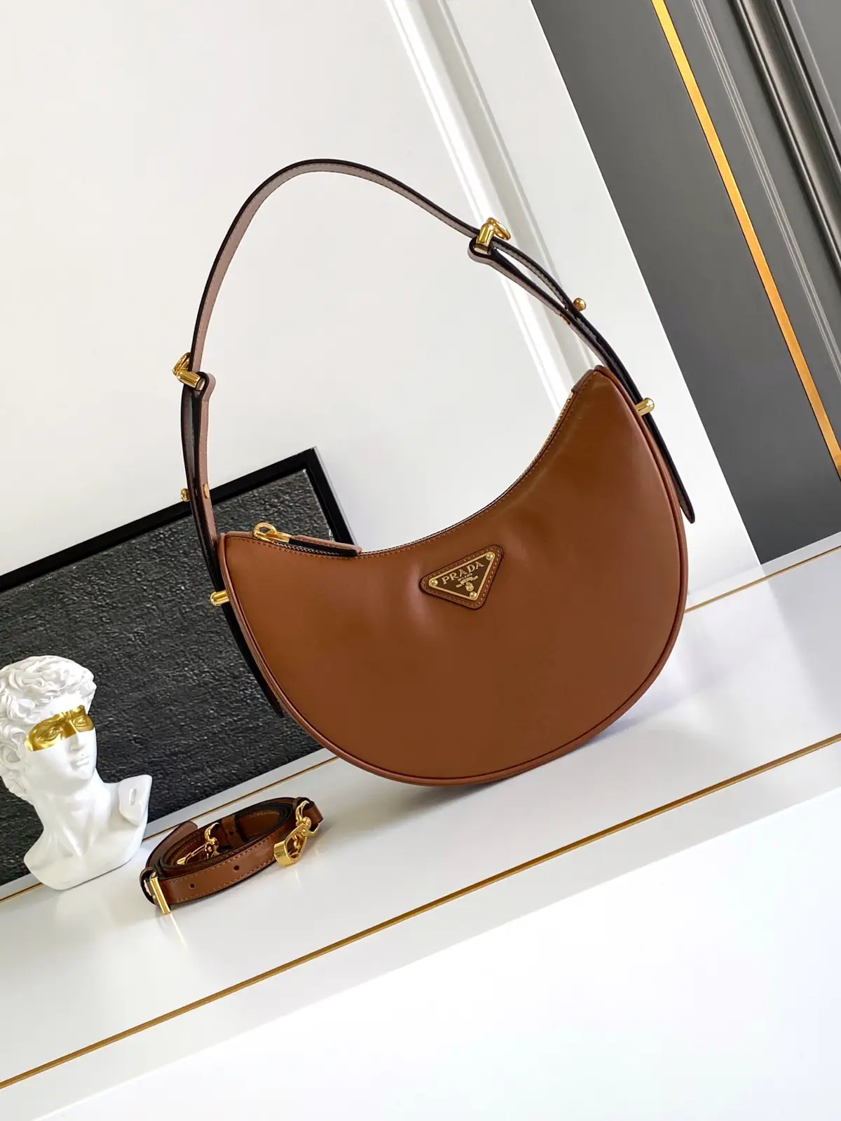 Prada Hobo Leather Shoulder Bag image 1