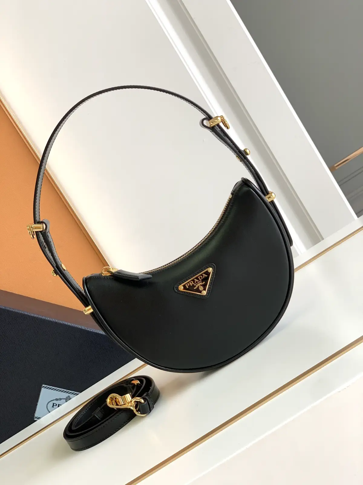 Prada Hobo Leather Shoulder Bag image 1