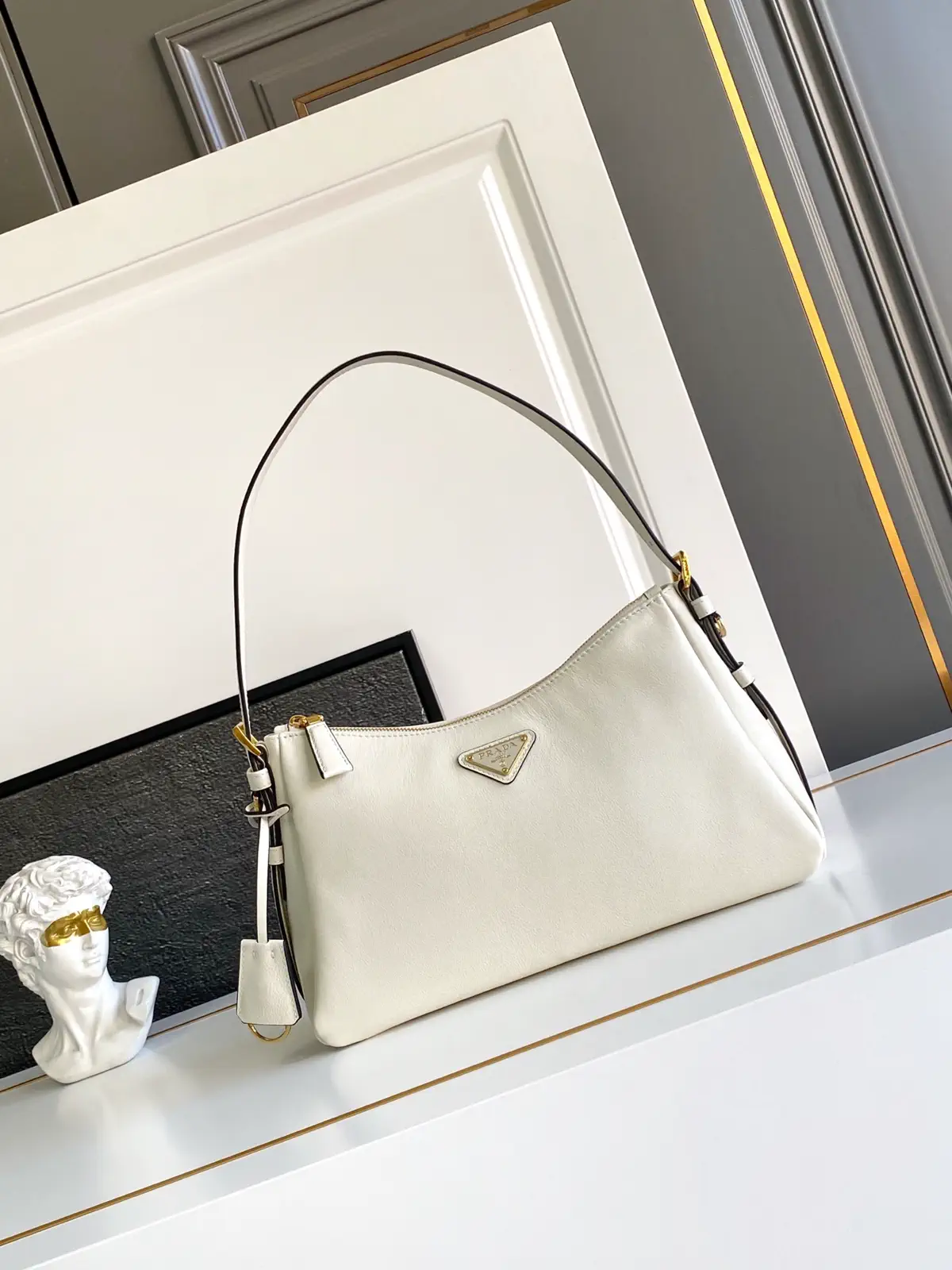 Prada Leather Hobo Shoulder Bag image 1