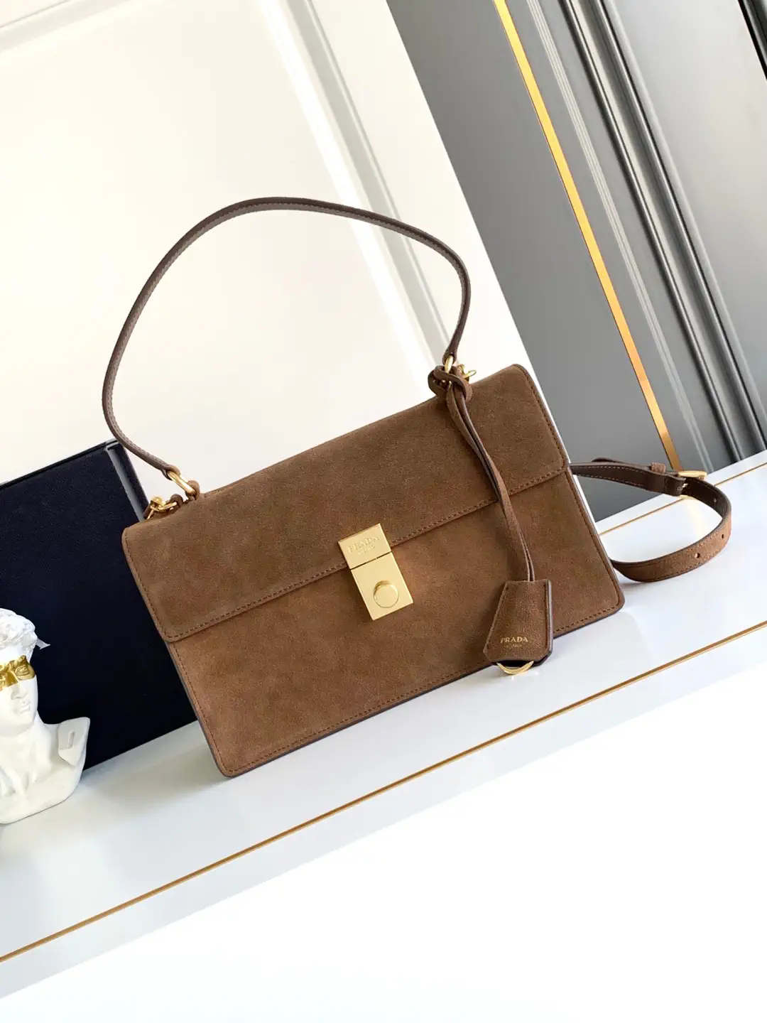 Prada Suede Convertible Shoulder Bag image 1