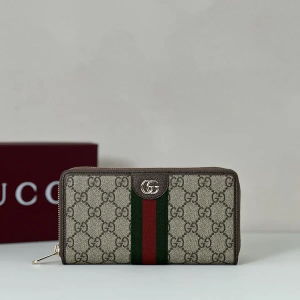 Gucci Monogram Web Stripe Zip Around Wallet image 1