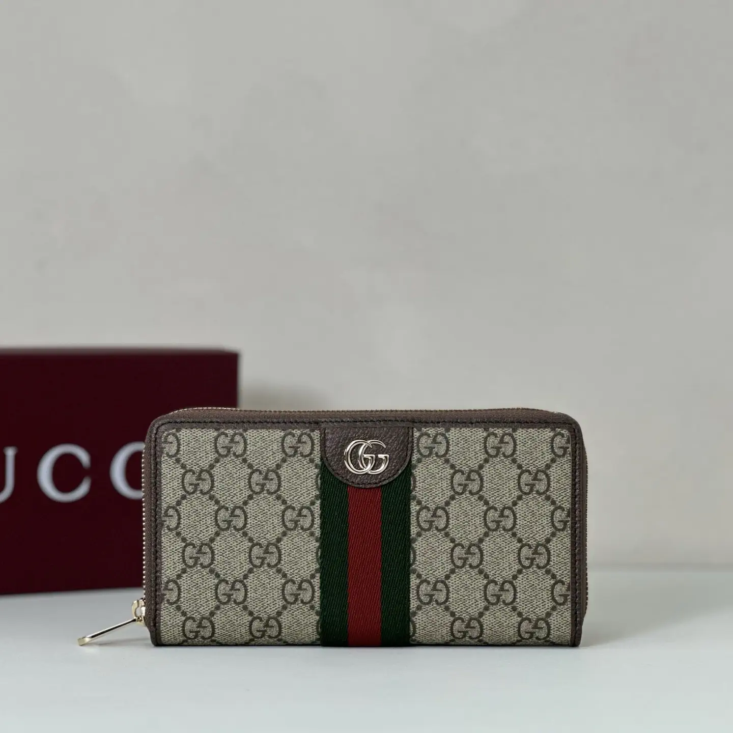 Gucci Monogram Web Stripe Zip Around Wallet image 1