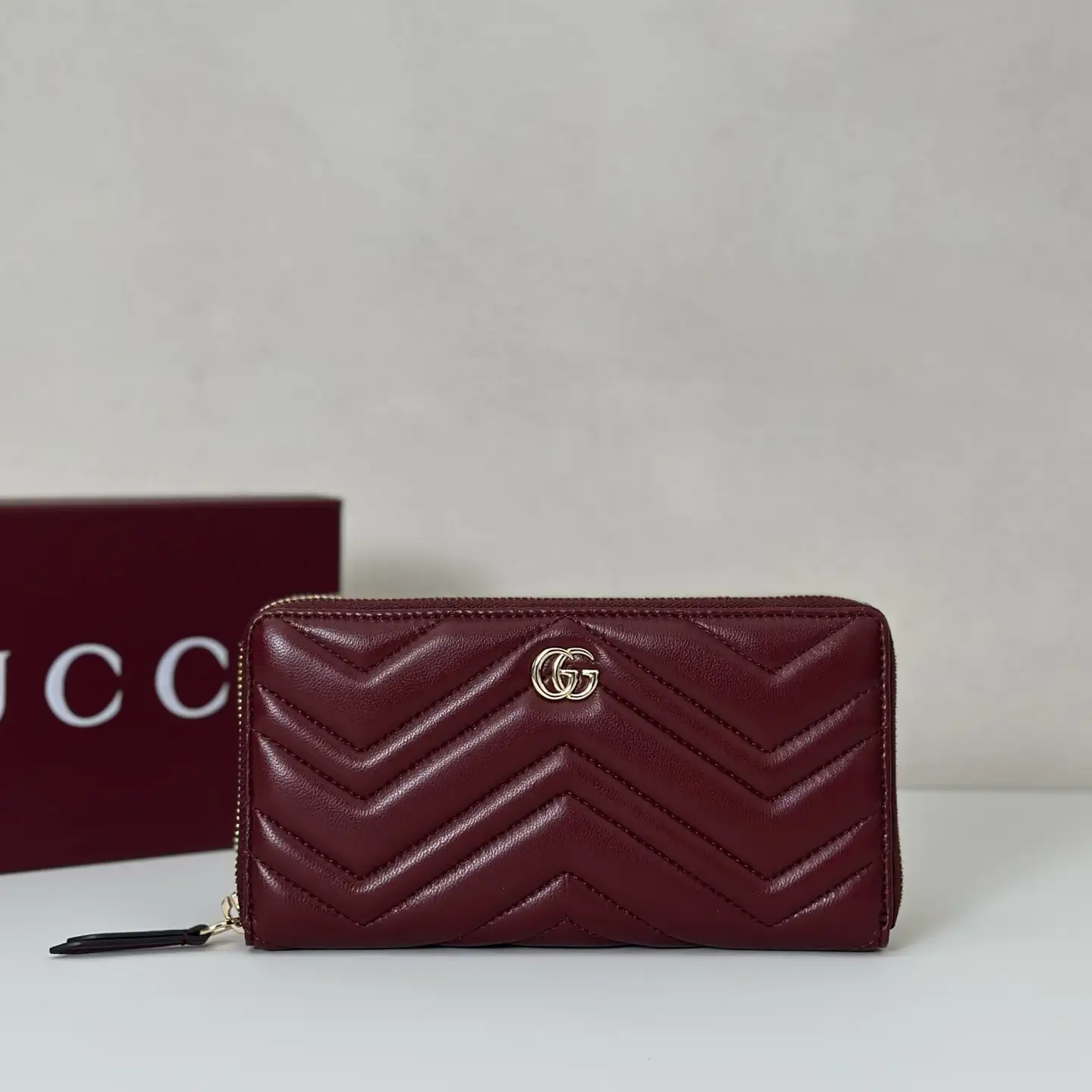 Gucci Burgundy Quilted Zip Around Wallet image 1