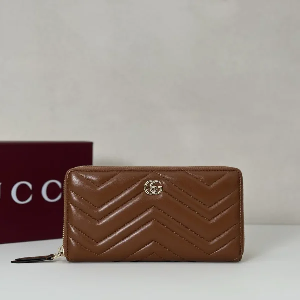 Gucci Brown Quilted Zip Wallet image 1