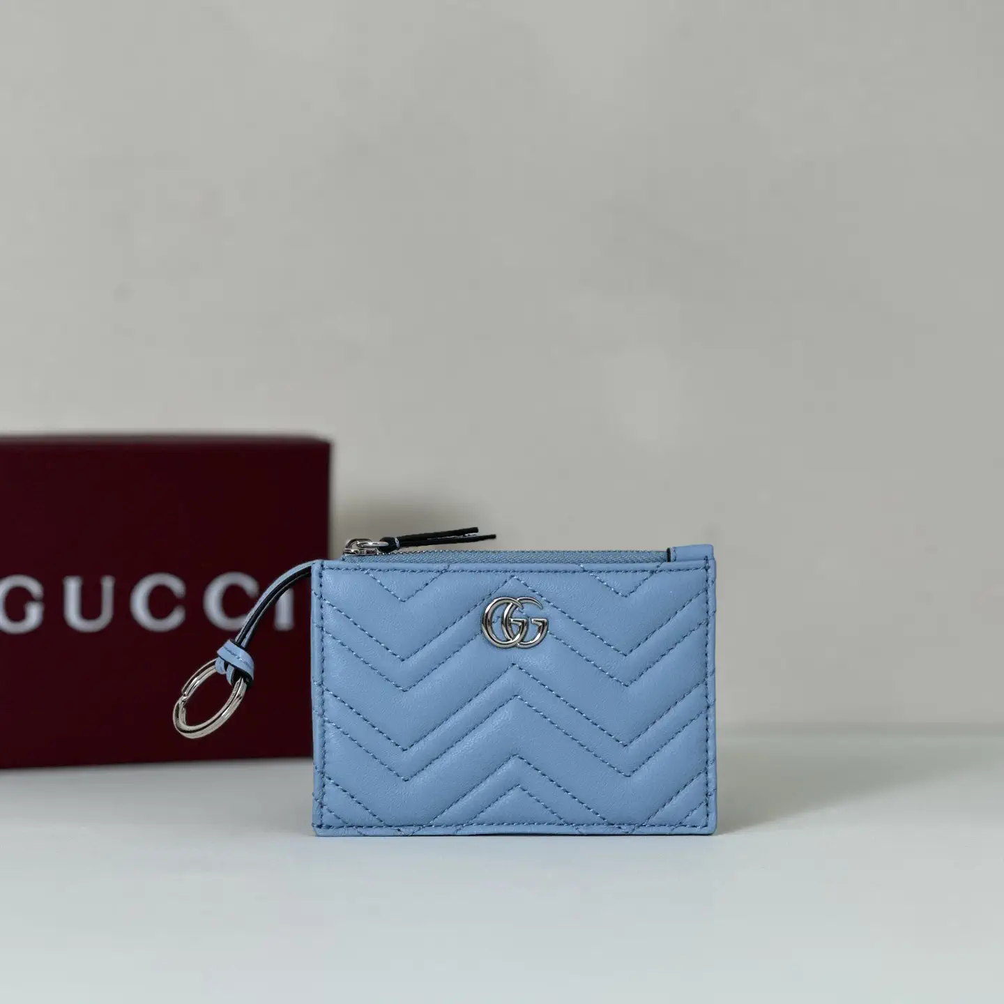 Gucci Light Blue Quilted Card Holder image 1