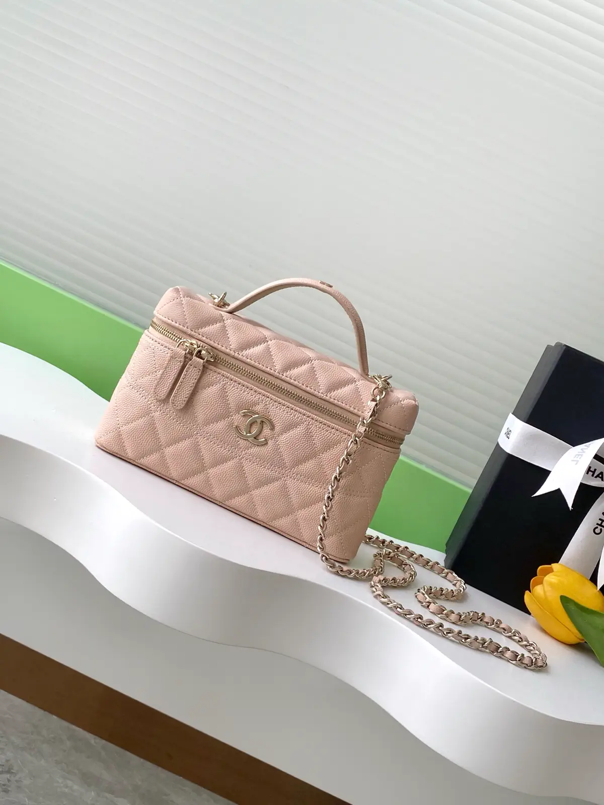 Chanel Quilted Top Handle Bag with Chain Strap image 1