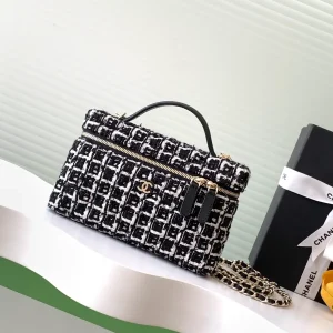 Chanel Checkered Vanity Bag with Chain Strap image 1