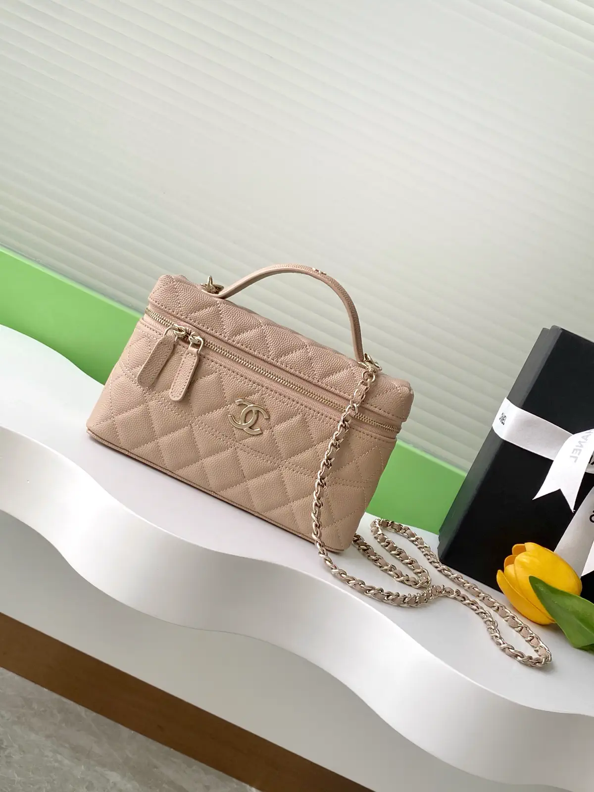 Chanel Quilted Top Handle Bag with Chain Strap image 1