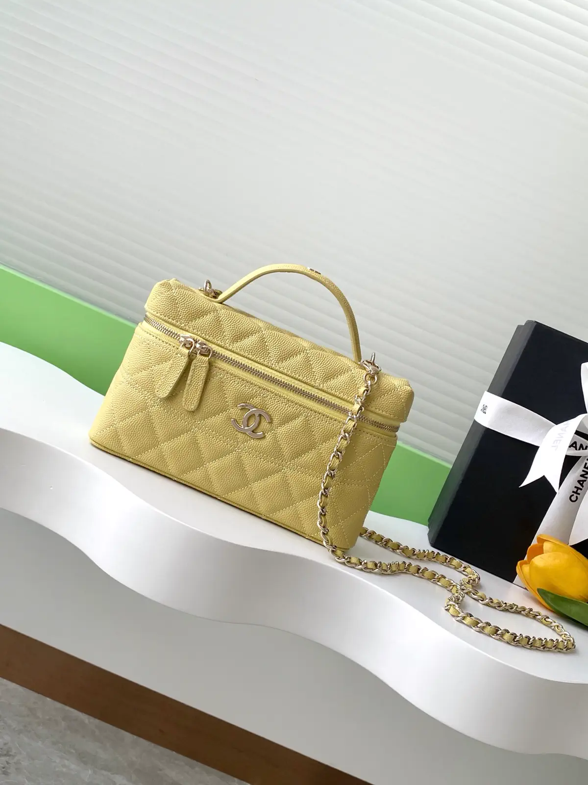 Chanel Quilted Top Handle Bag with Chain Strap image 1