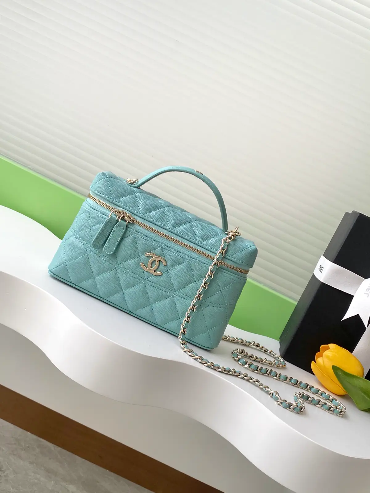 Chanel Quilted Top Handle Bag with Chain Strap image 1