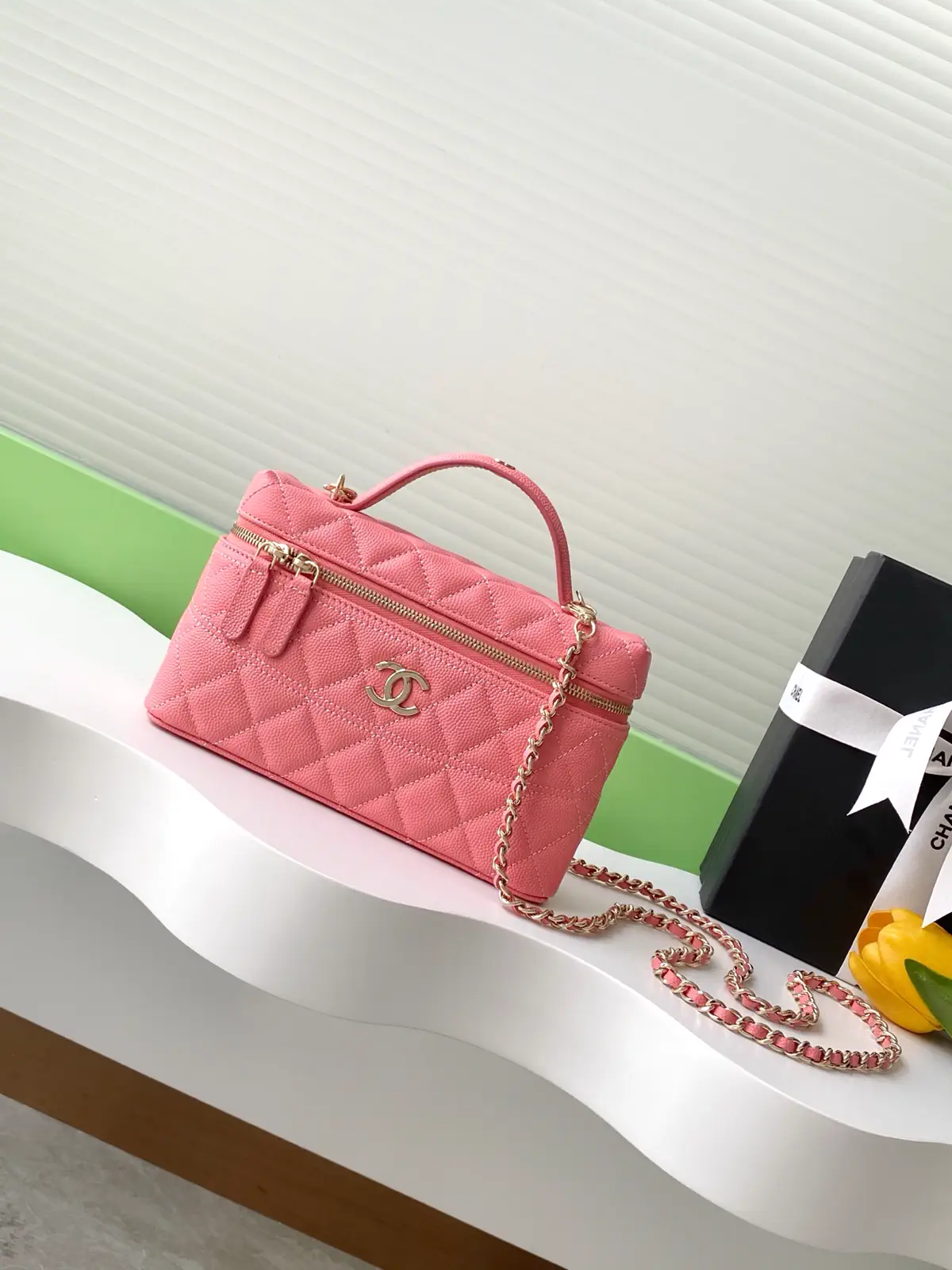 Chanel Quilted Top Handle Bag with Chain Strap image 1