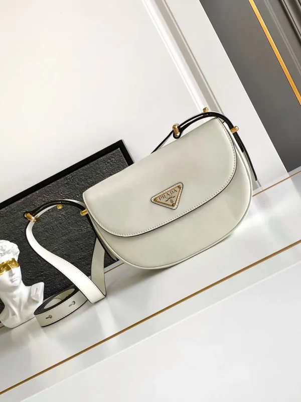 Prada White Leather Moon Shoulder Bag image 1