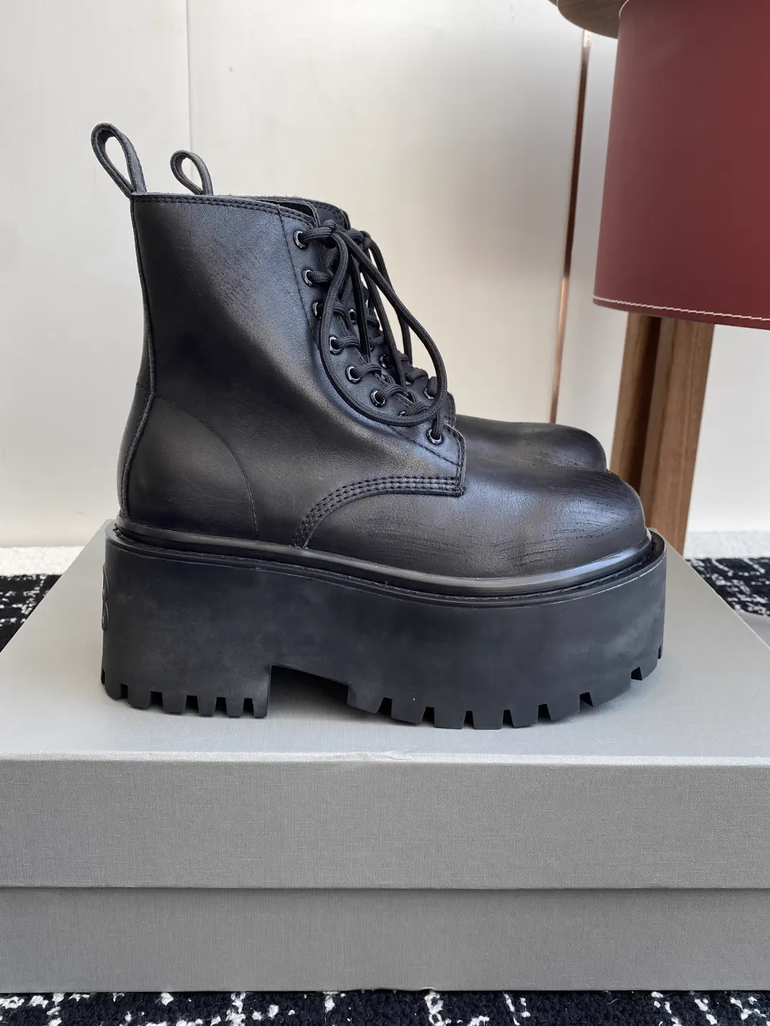 Balenciaga 25ss Distressed Platform Lace-Up Ankle Boots image 1