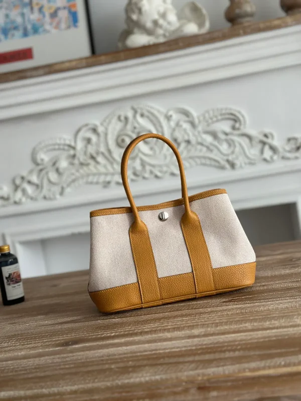 Hermès Mini Garden Party Canvas and Leather Tote Bag image 1