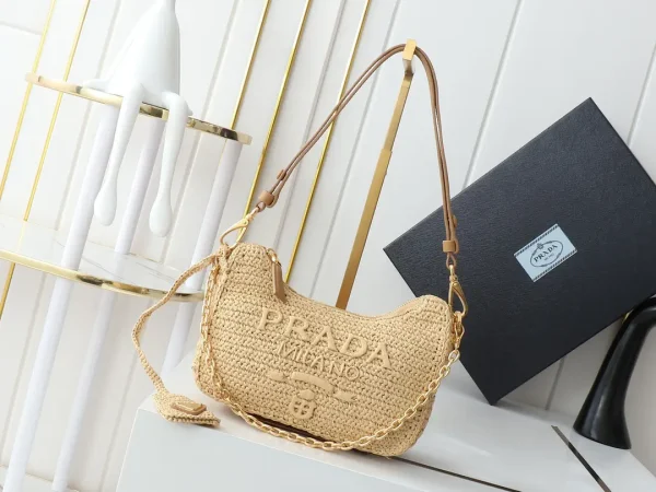 Prada Straw Woven Hobo Shoulder Bag image 1