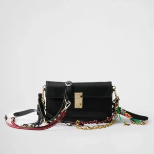 Prada Black Shoulder Bag with Decorative Chain Strap Charms image 1