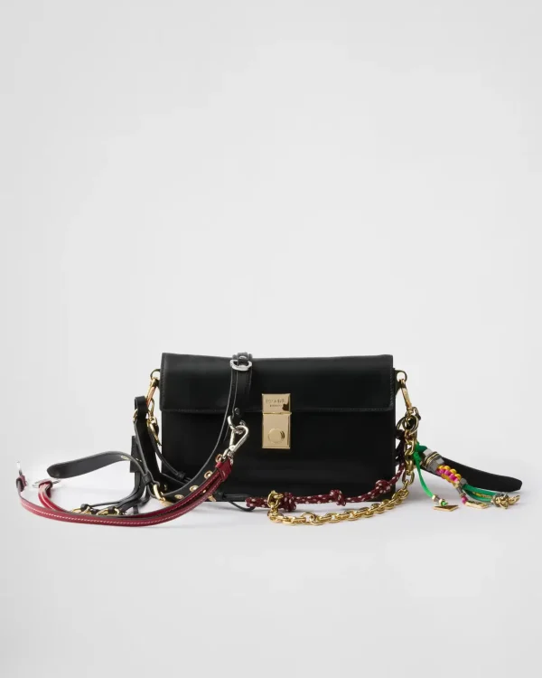 Prada Black Shoulder Bag with Decorative Chain Strap Charms image 1