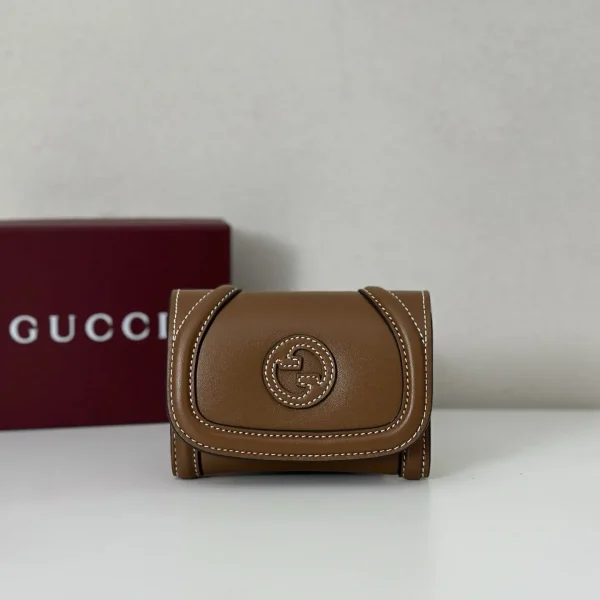 Gucci Brown Leather Wallet with Interlocking G Detail image 1