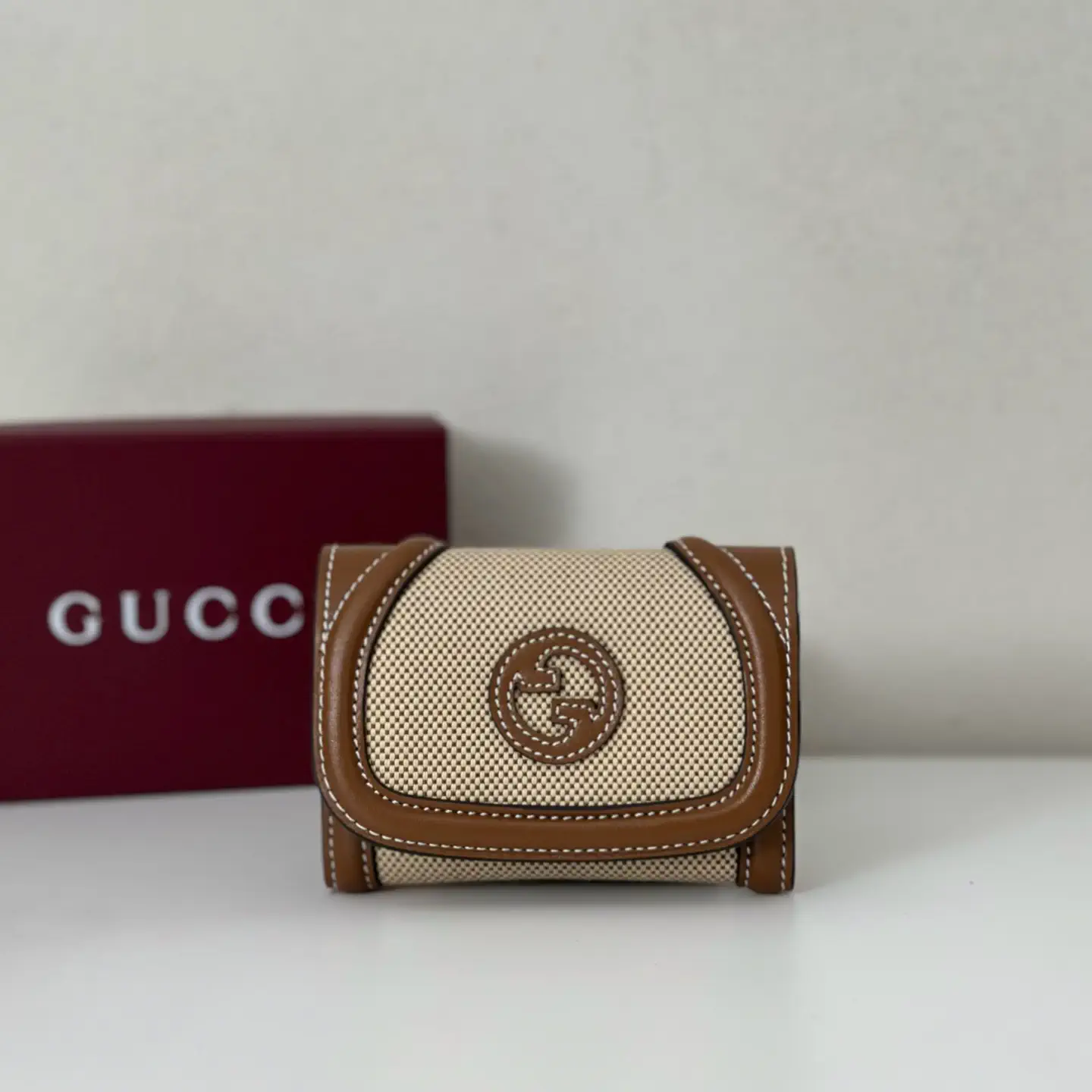 Gucci Canvas and Brown Leather Trim Wallet image 1