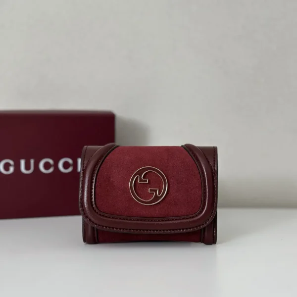 Gucci Burgundy Suede Wallet with Interlocking G Logo image 1