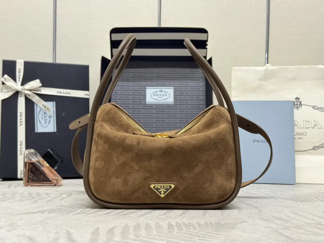Prada Suede Top Handle Shoulder Bag image 1