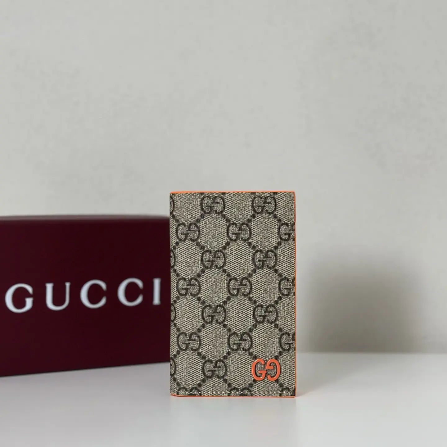 Gucci Monogram Card Holder with Orange Trim image 1