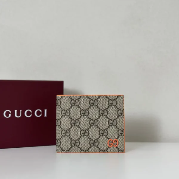 Gucci Monogram Bifold Wallet with Orange Accents image 1