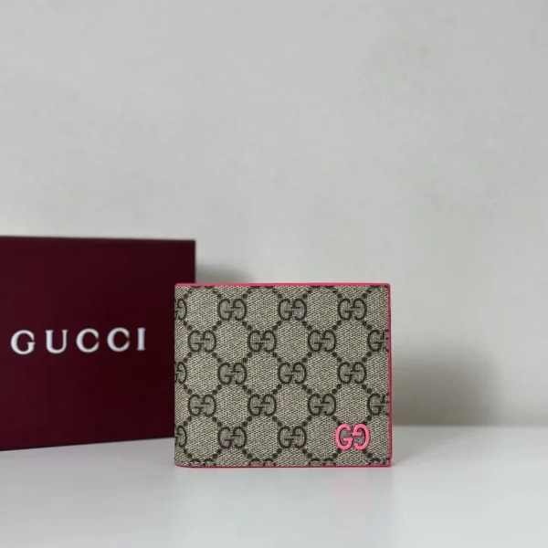 Gucci Monogram Bifold Wallet with Pink Accents image 1