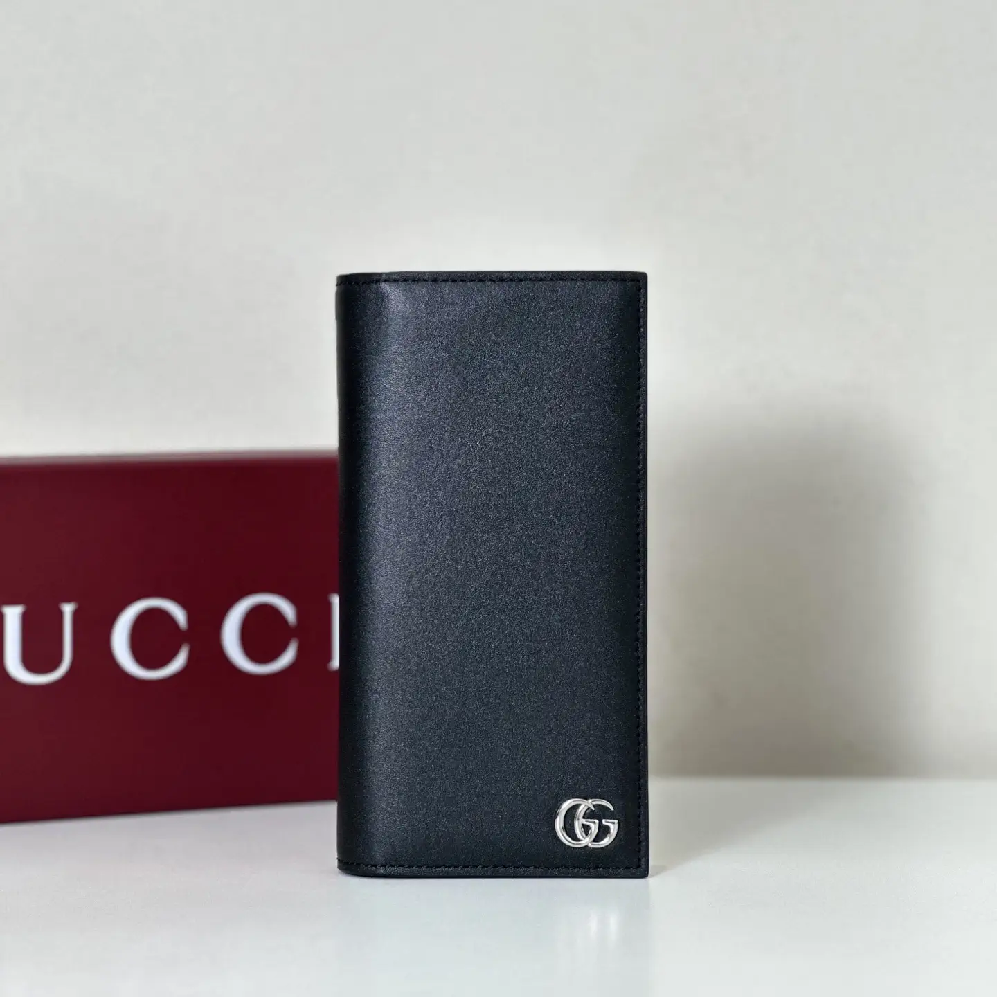 Gucci Black Long Wallet with Silver GG Logo image 1