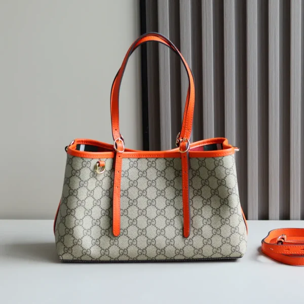 Gucci Monogram Tote Bag with Orange Trim image 1