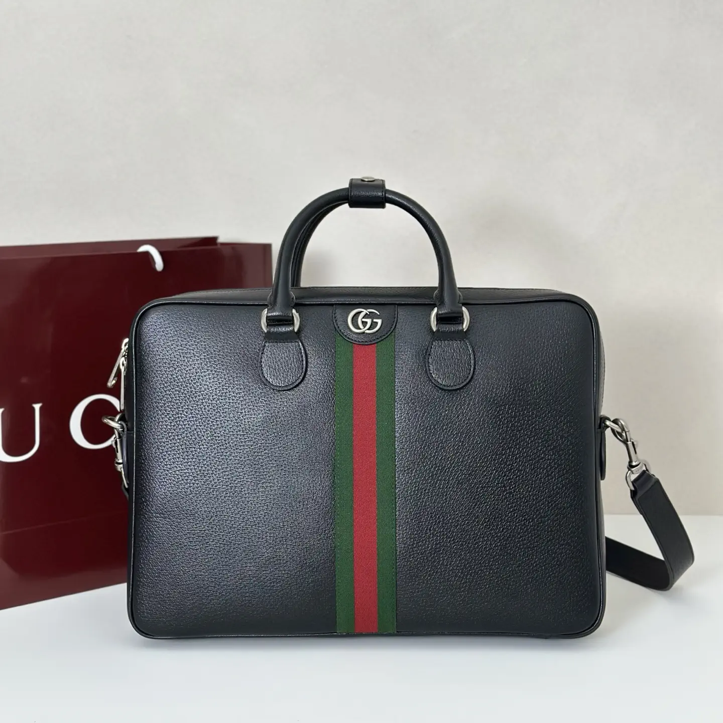 Gucci Web Stripe Top Handle Briefcase Bag image 1