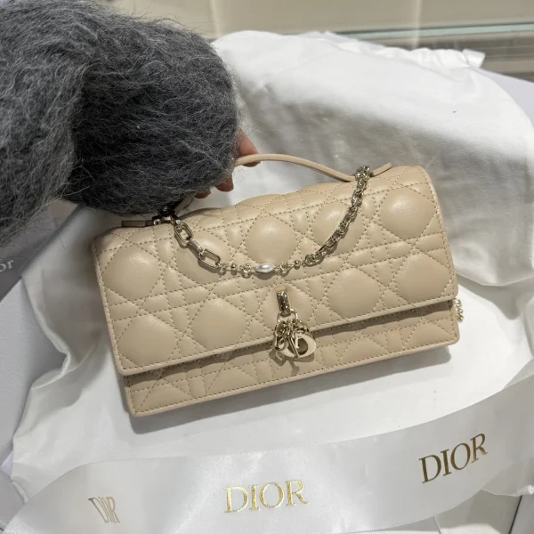 Dior Quilted Mini Bag with Pearl Chain image 1