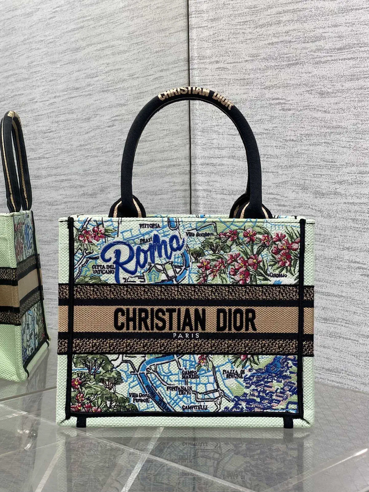 Dior Roma Map Embroidered Tote Bag image 1