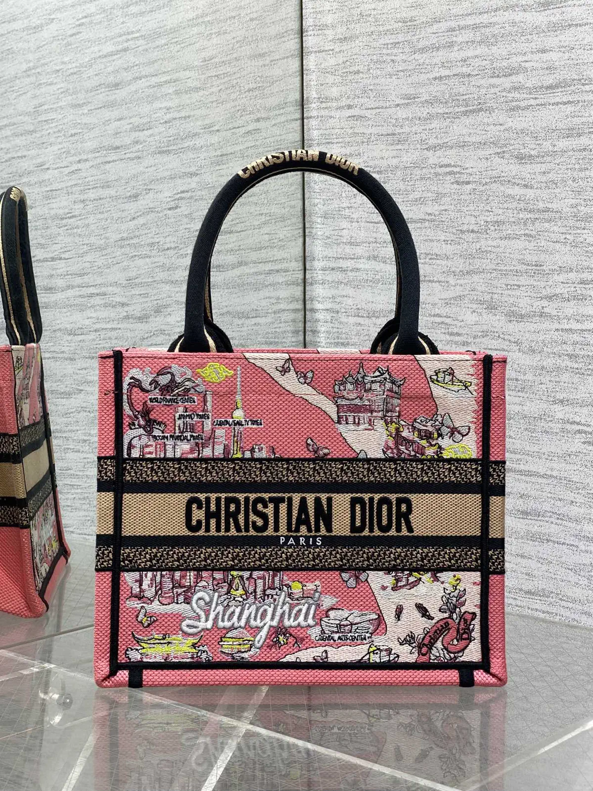 Dior Shanghai Print Embroidered Tote Bag image 1